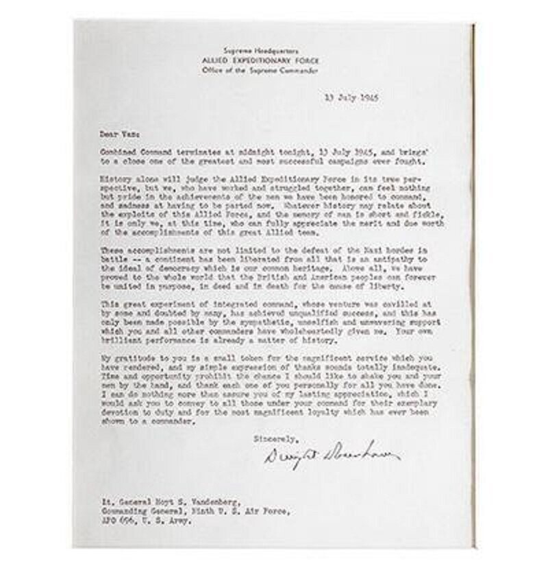  Письмо Дуайта Эйзенхауэра Стоимость: $38 837,50