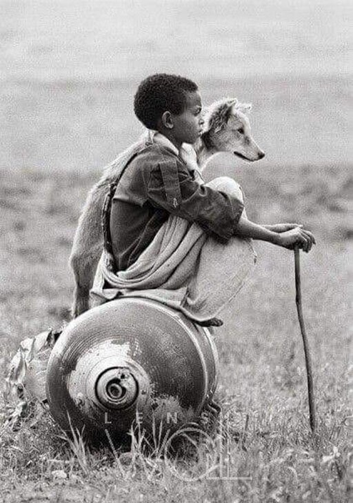 Дарио Митидиери. Мальчик и собака и бомба. 1991. Эфиопия