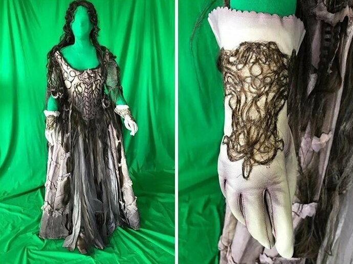 25. Платье ведьмы, украшенное человеческими волосами, Салем, Массачусетс, примерно 1675 г. 5 000 долларов