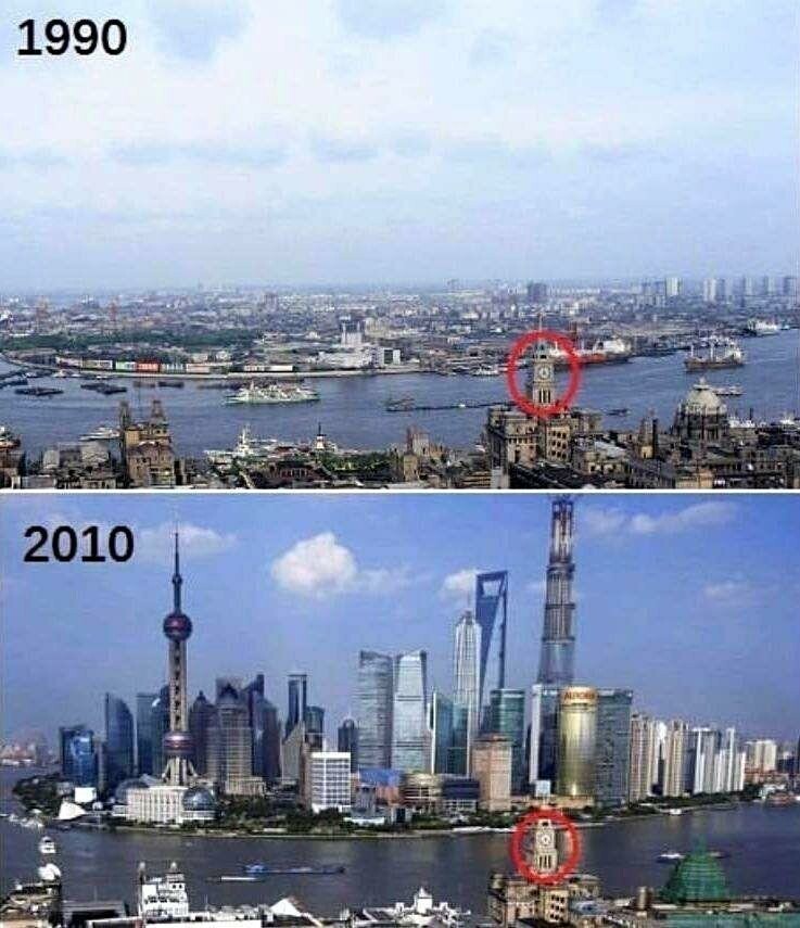 Как сильно Шанхай (Китай) изменился всего за 20 лет