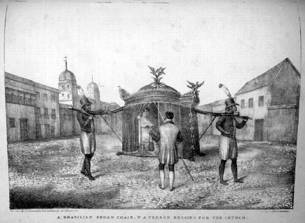 Рабы - носильщики со своей госпожой (Бразилия, 1821 год)