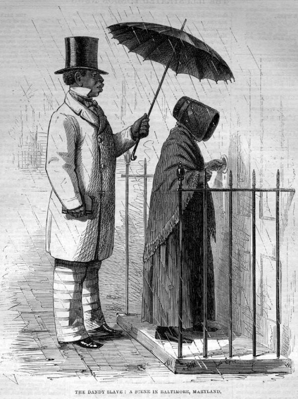 Черный слуга сопровождает свою госпожу в непогоду (США, Балтимор, 1861 год)