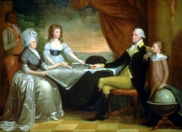 Джордж Вашингтон со своей семьей и любимым рабом (США, 1796 год)