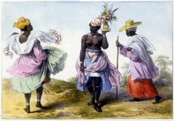Виды одежды домашних рабынь (Суринам, 1831 год)