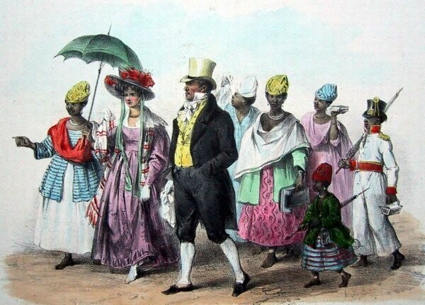 Рабы сопровождают своих господ в церковь (Суринам, 1831 год)