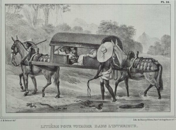 Рабы - погонщики мулов сопровождают своих господ (Бразилия, 1831 год)