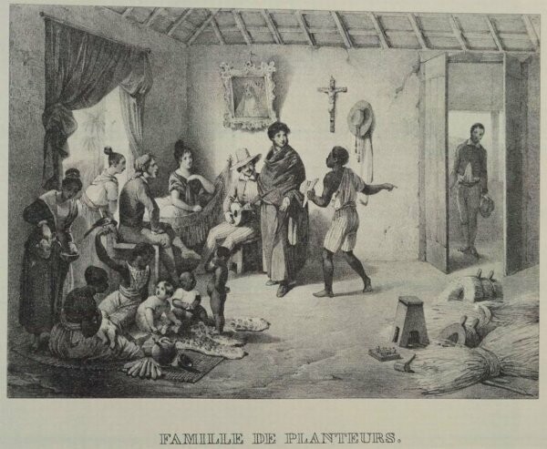 Домашние рабы занимаются обслуживанием семейства своих господ (Бразилия, 1830 год)