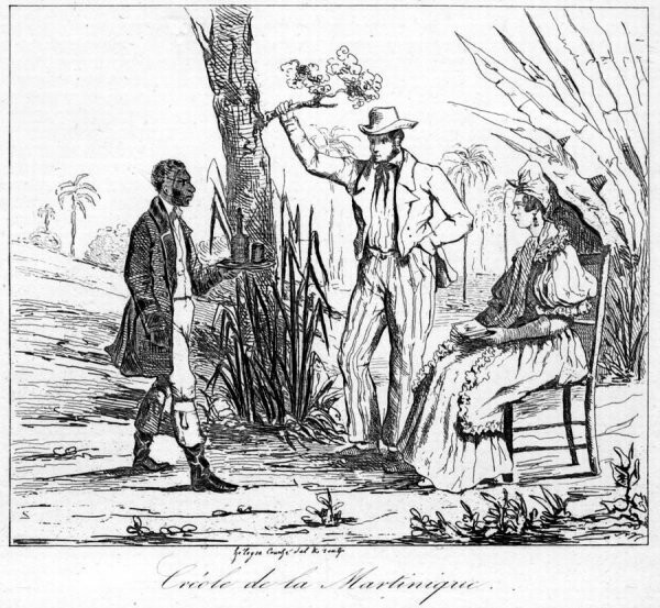 Черный слуга подносит напитки своим господам (Мартиника, начало 19 века)