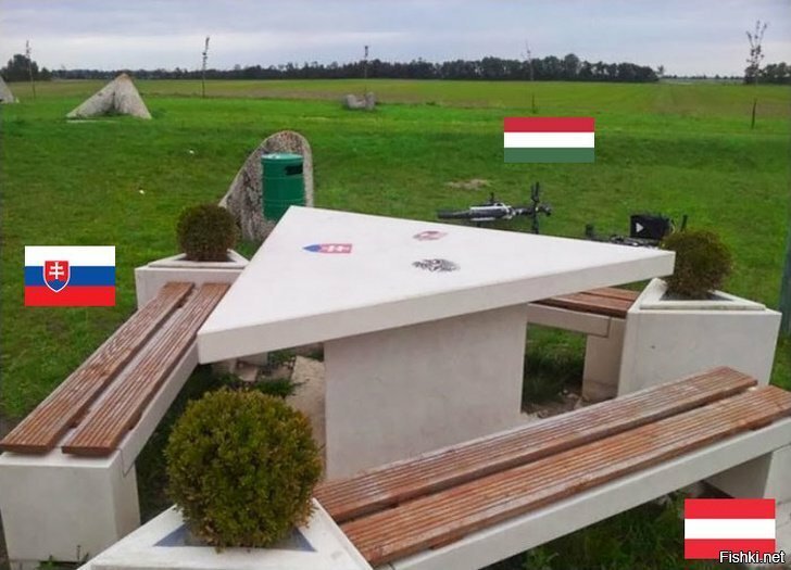 За этим столиком встречаются границы сразу трех стран: Словакии, Австрии и Ве...