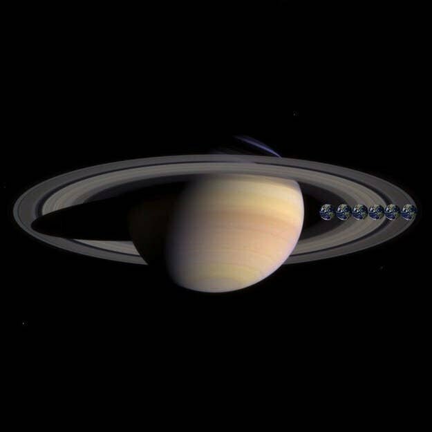 А это Земля (точнее, шесть ее повторений) на фоне Сатурна
