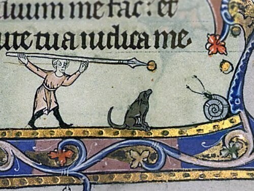 Странные средневековые сцены битвы между людьми ...и улитками