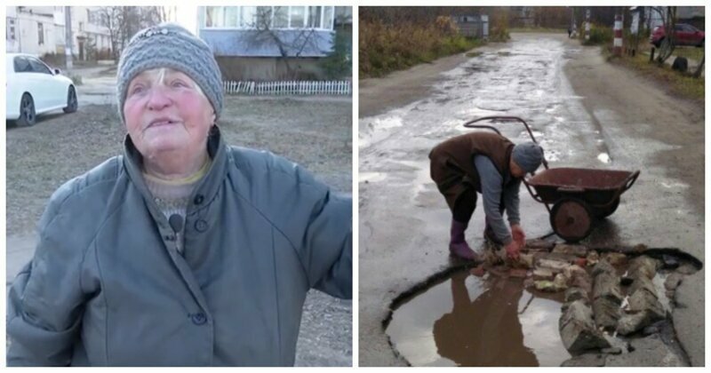 80-летняя жительница Нижегородской области сама починила дорогу