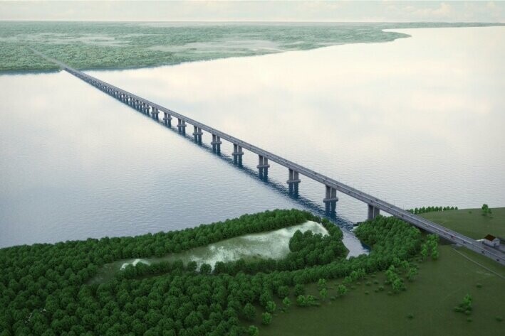 Начато строительство моста через Волгу. Его длина составит 3,7 км