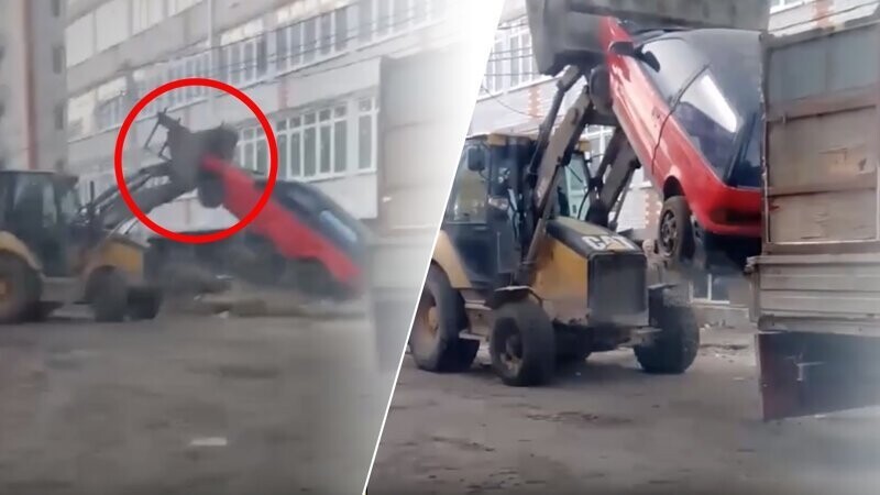 Трактор дерзко собирает машины с улиц Краснодара