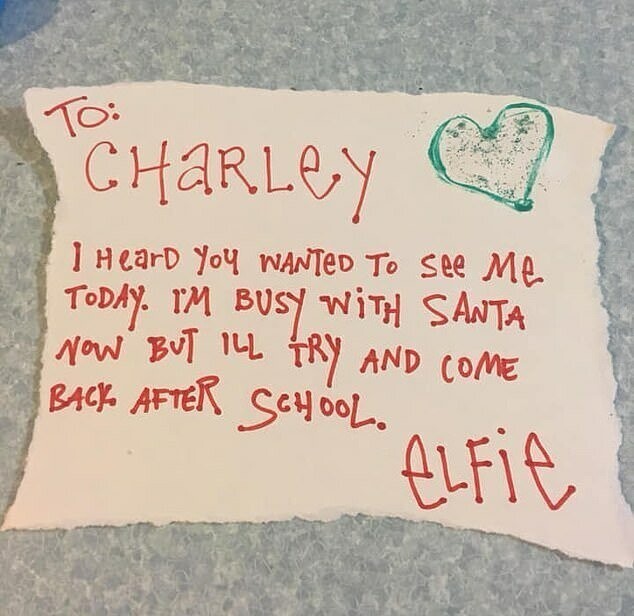 Такая же отмазка: "Чарли, я слышал, что ты хотел видеть меня сегодня. Я сейчас очень занят с Сантой, но постараюсь и вернусь после школы. Элфи"