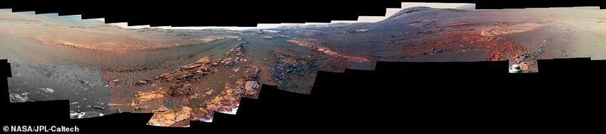 Потрясающая панорама Марса: кладбище марсохода Opportunity