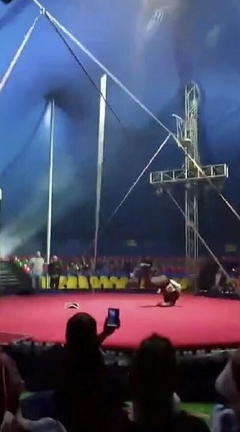 Гимнастка упала с каната во время циркового представления