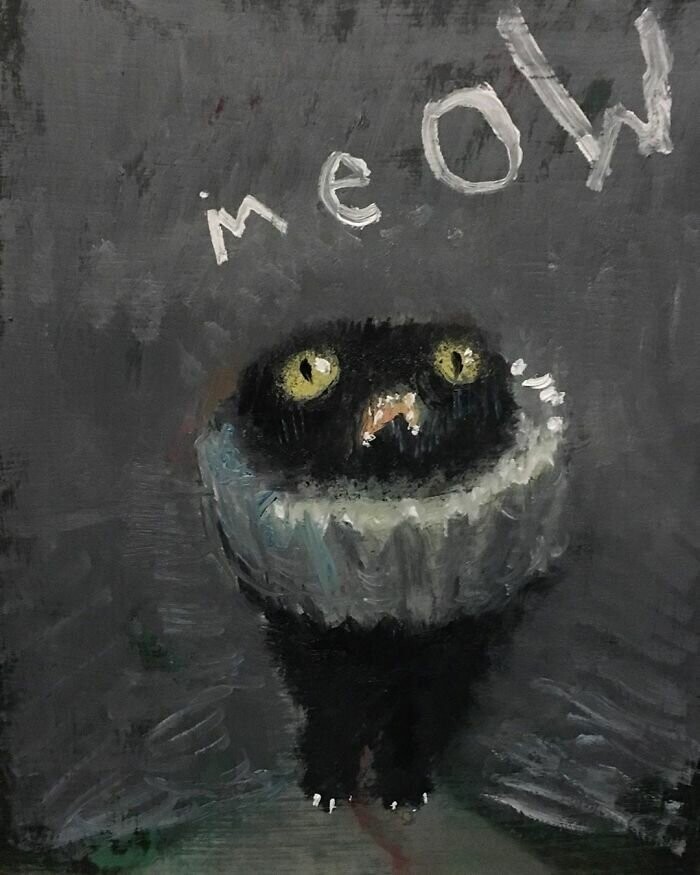 Художница дорисовала крошечного чёрного кота на знаменитых картинах  