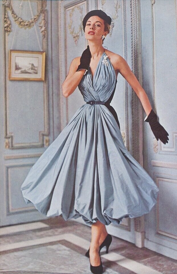 Мари-Тереза в коктейльном платье от Gres, L'Officiel, октябрь 1953 г.