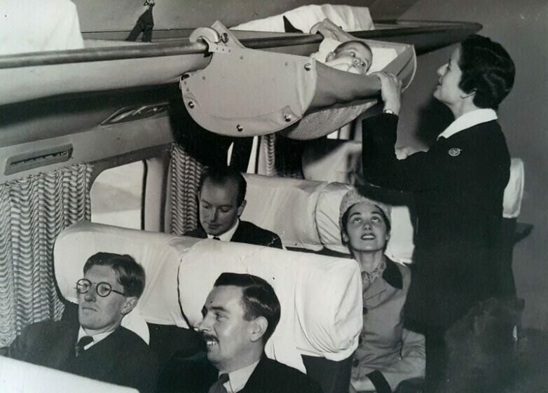 Так перевозили младенцев в самолетах, США, 1950-е годы 
