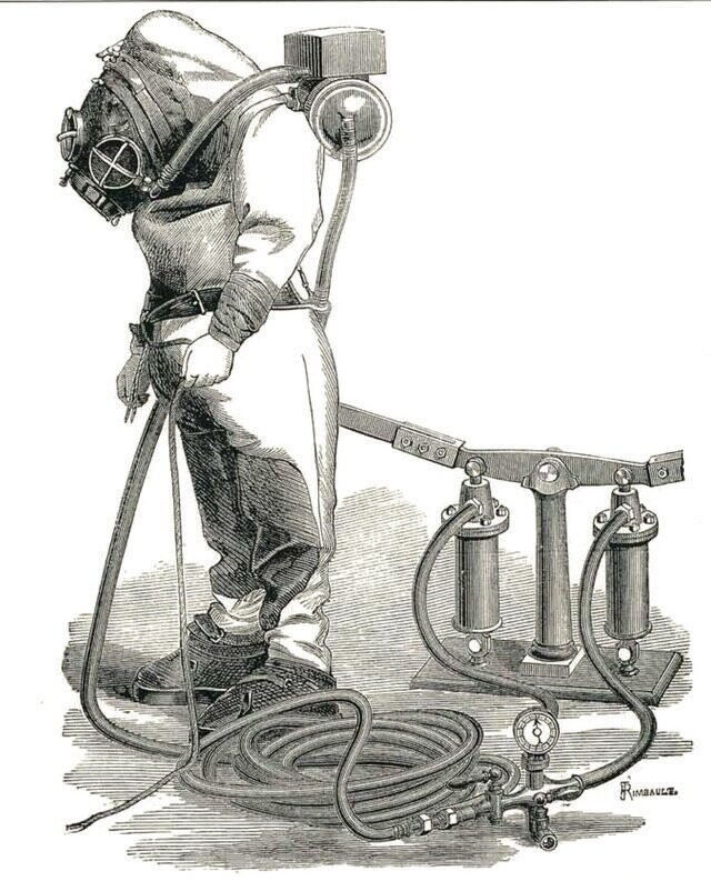 Водолазный скафандр Рукеройля-Денейруза, 1870-е