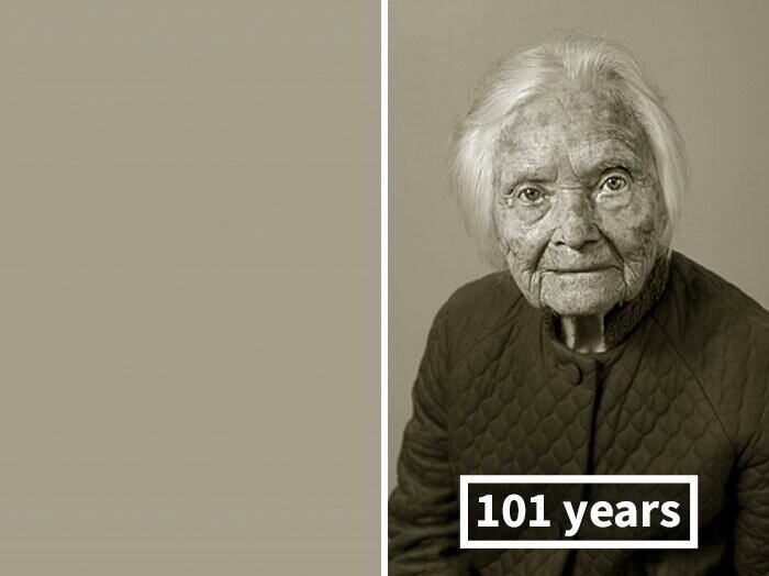 Мари Фейфарова, ее личные архивы были сожжены; справа — 101 год.