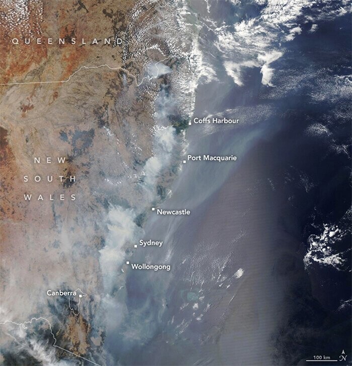 Пожары в Австралии: шокирующие снимки со спутника