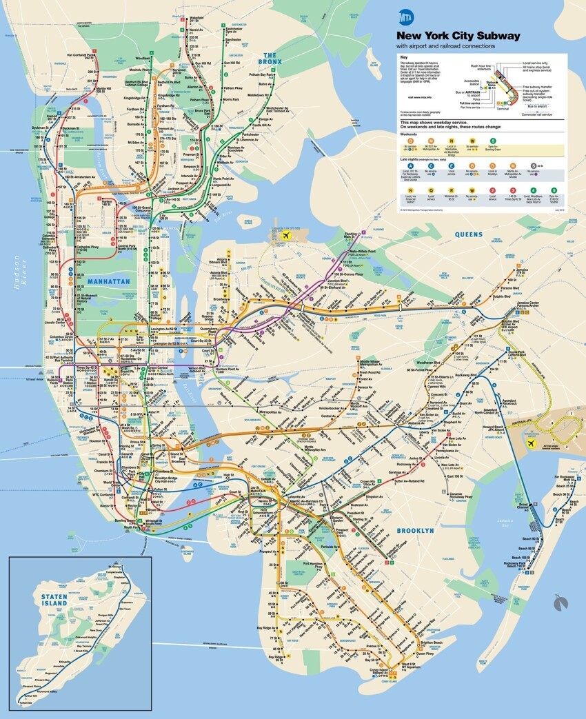 Вот карта подземки Нью-Йорка