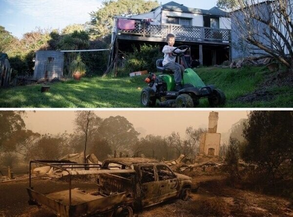 9. До и после пожара для одной австралийской семьи.