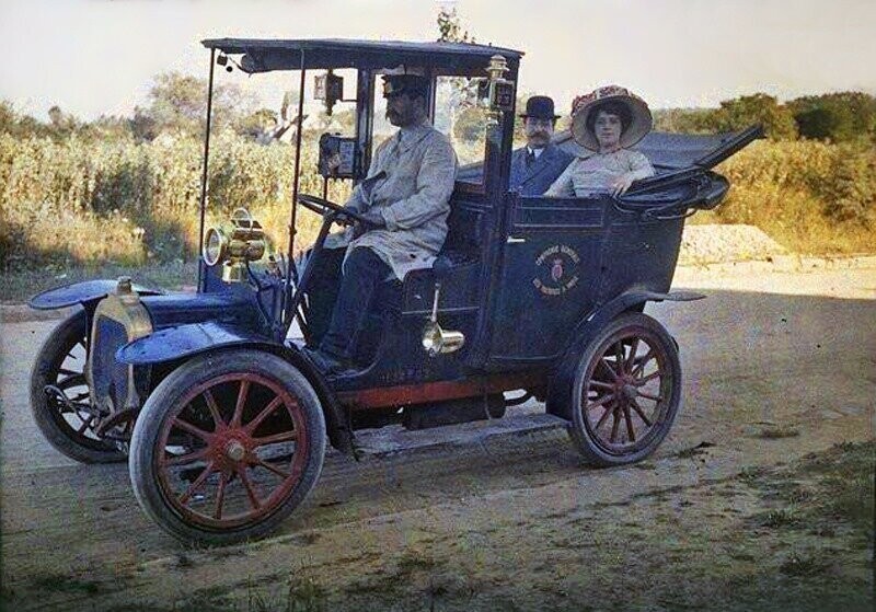 Парижское такси ок. 1914. Автохром. 