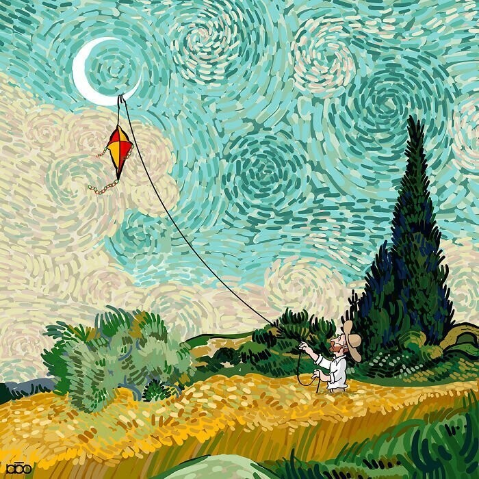 Художник нарисовал, какой он видит жизнь Ван Гога