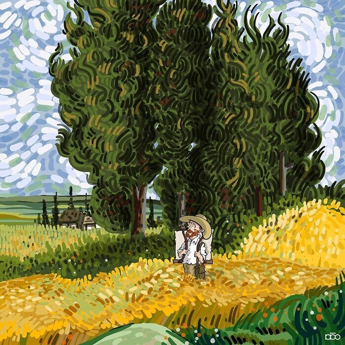 Художник нарисовал, какой он видит жизнь Ван Гога