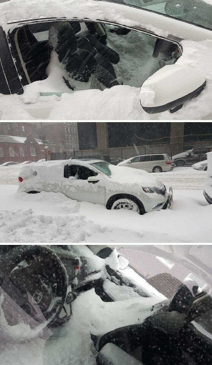 Когда оставил машину с открытыми окнами в снегопад