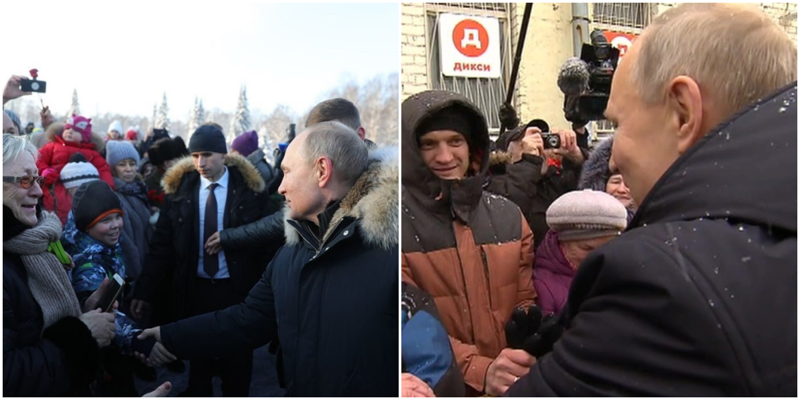 «Вы же замерзли!»: Путин вышел из машины, чтобы поздороваться с народом
