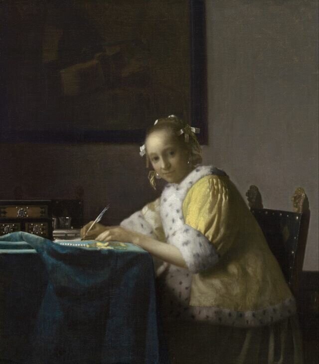 11. "Дама, пишущая письмо" (холст, масло, 1665-66)