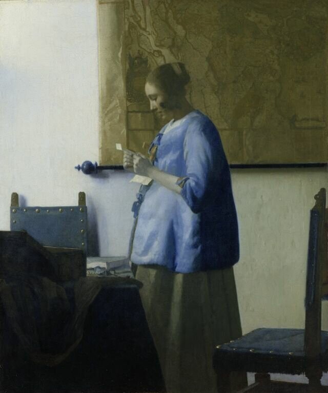 14. "Женщина, читающая письмо" (холст, масло, 1665)