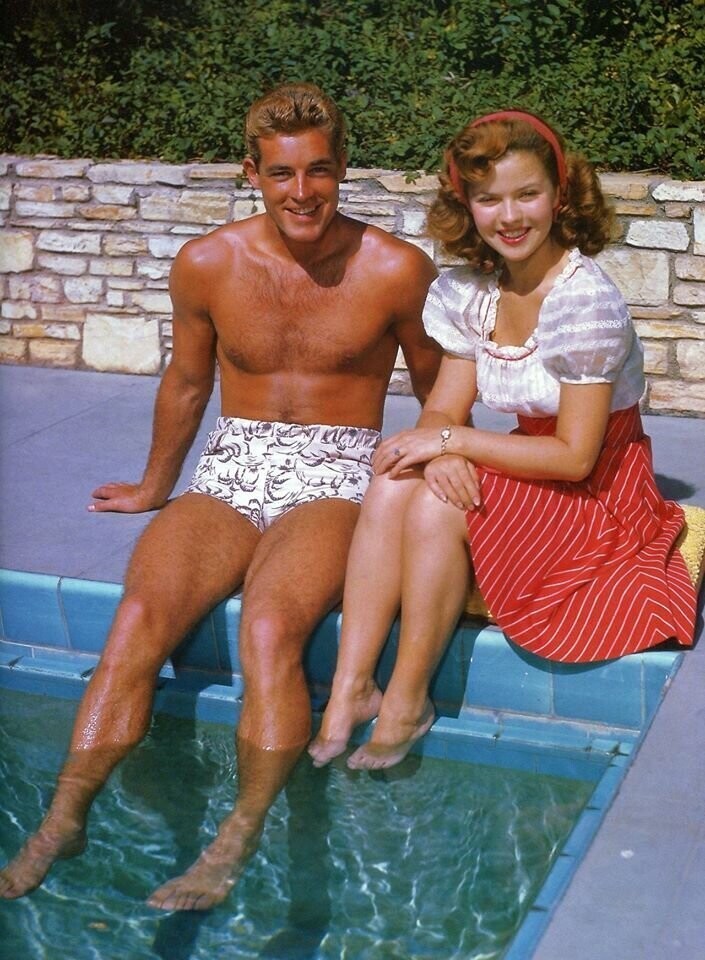 Первые снимки голливудских звезд в цвете. Ги Мэдисон и Ширли Темпл. Kodachrome