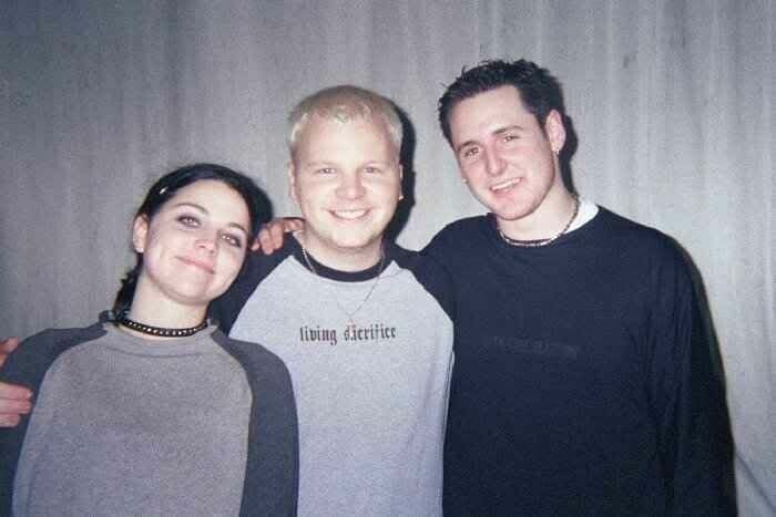 Рок-группа Evanescence: Эми Ли, Бен Муди и Дэвид Ходжес в 2001 году 