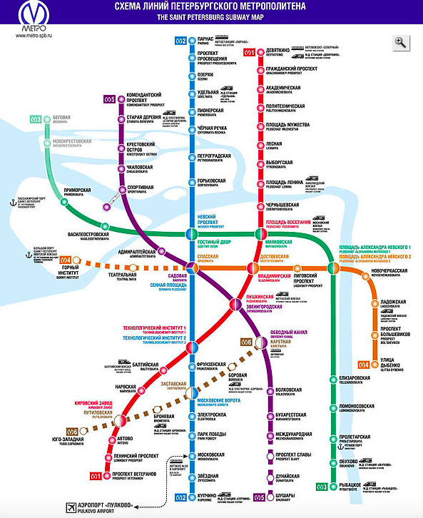 Схема метро СПБ 2018г