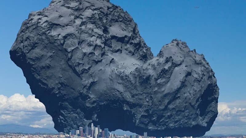 Так выглядит комета по сравнению с Лос-Анджелесом