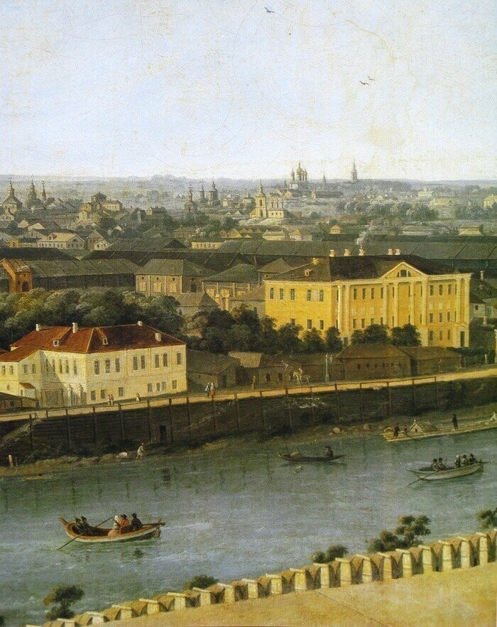 Вид Москвы с балкона Императорского дворца, снятый по правую сторону. Гравюра Ф. Лорие (или М. Г. Эйхлера) по рисунку Ж. Делабарта. 1797 г.