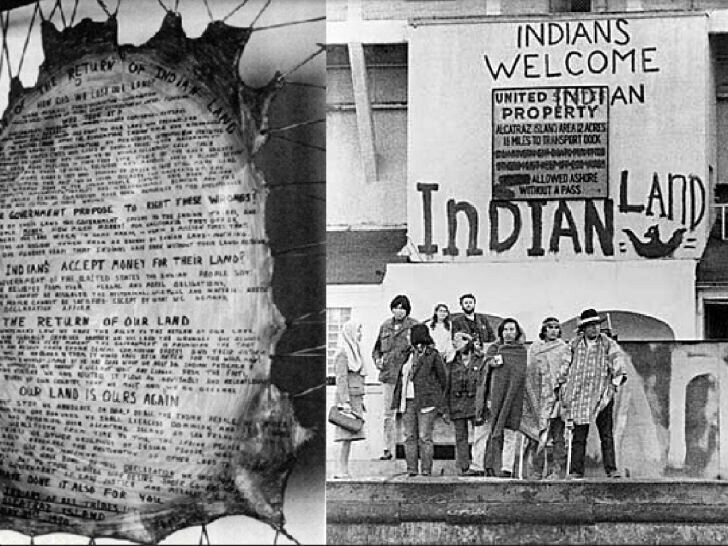 В 1969 году индейские революционеры на 3 года оккупировали закрытую тюрьму Алькатрас. Они протестовали против захвата своих коренных земель.
