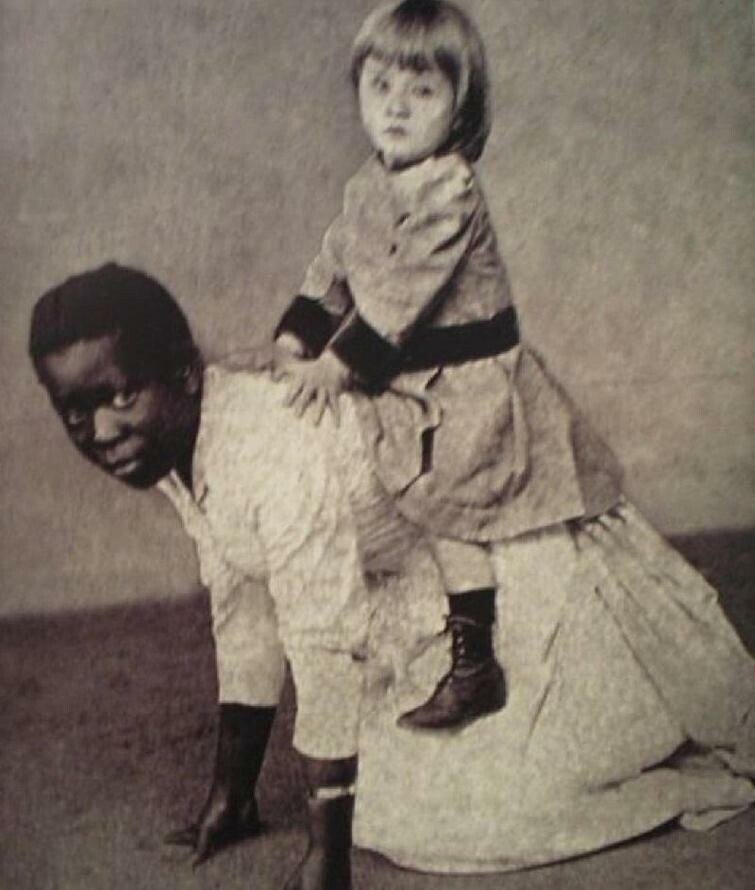 Белая девочка из богатой семьи и её чернокожая няня-paбыня, США, 1850 год