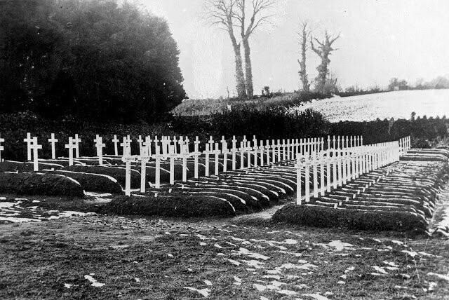 Могилы американских солдат, умерших от "испанки". Девон, Англия, 1919 год