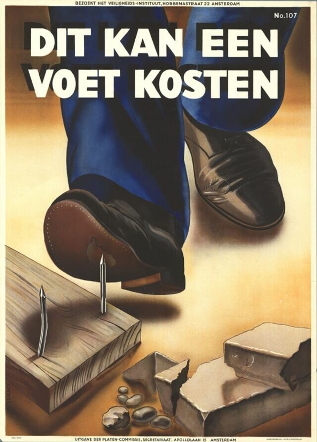 Кровь, кишки, намотало: голландские плакаты по безопасности труда