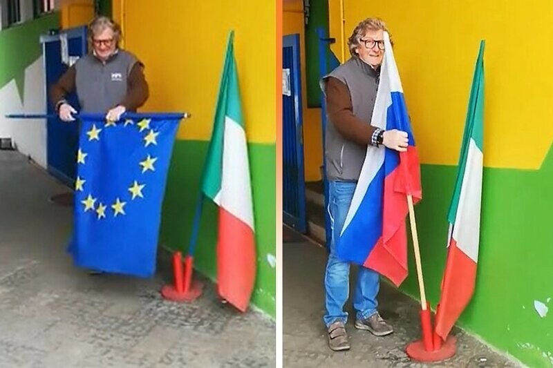 В Италии благодарят Москву за гуманитарную помощь, вывешивая российские флаги