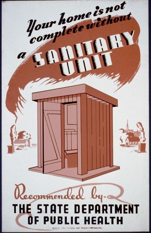 14. Плакат о необходимости туалета во дворе каждого дома