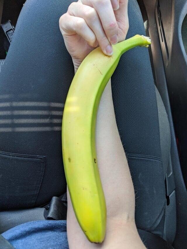 "Этот банан имеет такую же длину, как и моё предплечье"