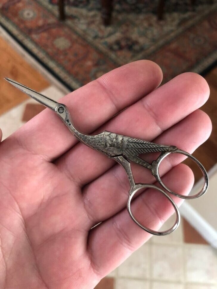Один человек в ходе капитальной уборки нашел замечательные старинные ножницы в форме цапли