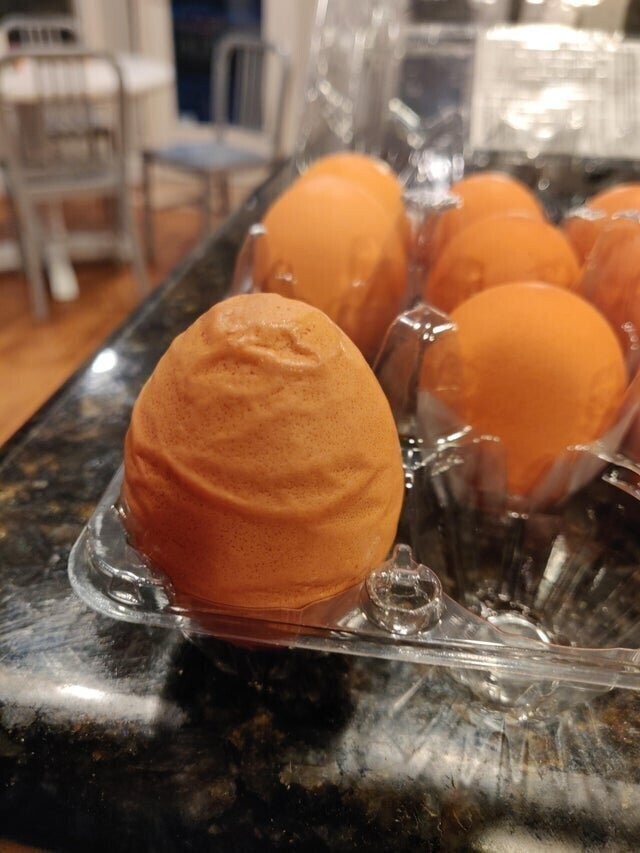 У яиц такая сморщенная скорлупа из-за того, что курицы мало потребляли кальция.